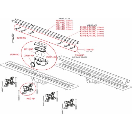 Крепеж пластиковый для решетки APZ20 (6 шт), Alcadrain (AlcaPLAST), Z1885-ND